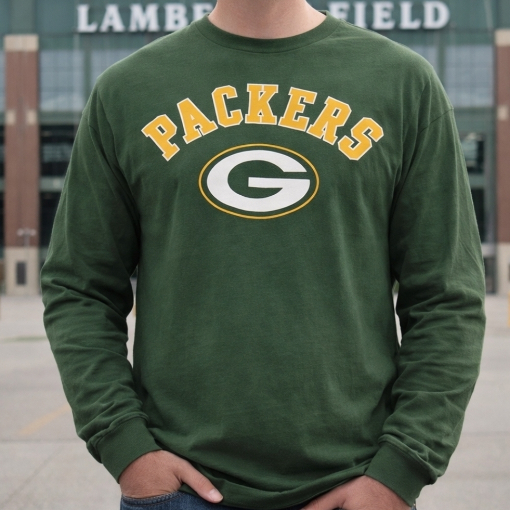 Green Bay Packers Men's LARGE Green Longsleeve Crewneck NFL